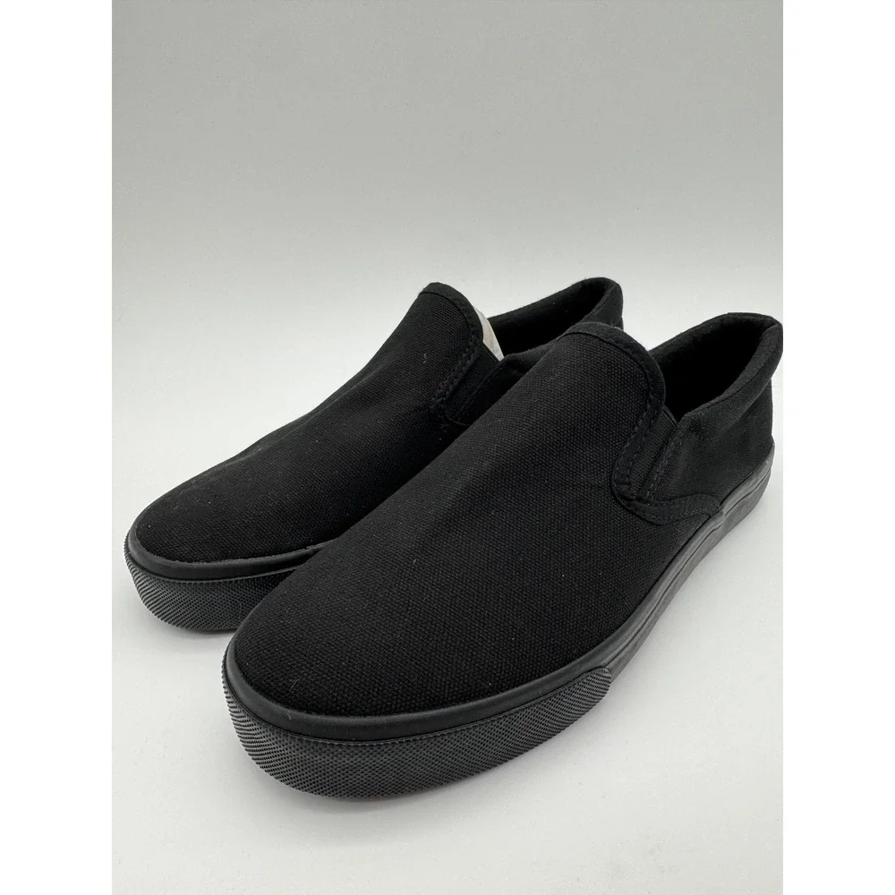 Mens Slip On Sneakers Black Canvas Casual‎ Shoes Size 10 EU 47